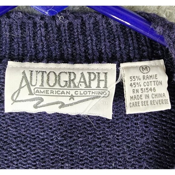 Autograph American Clothing Sweater Womens Medium Blue Floral Button Up Cradigan - Picture 3 of 10